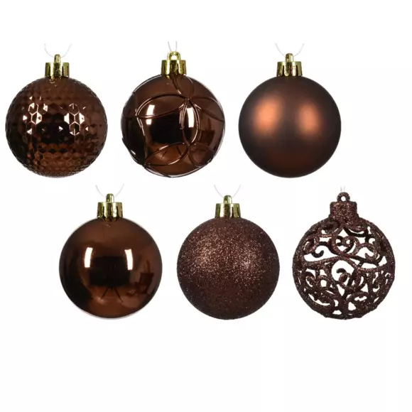 Lot de 37 boules de Noël (D60 mm) Alpine Mix Brun café 2