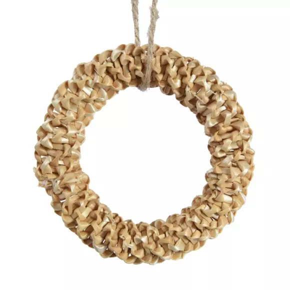 Couronne de Noël à suspendre en paille  Naturel 2