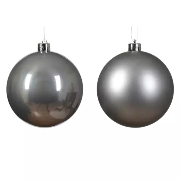 Lote de 4 bolas de Navidad (D100 mm) Alpine Gris mármol 2