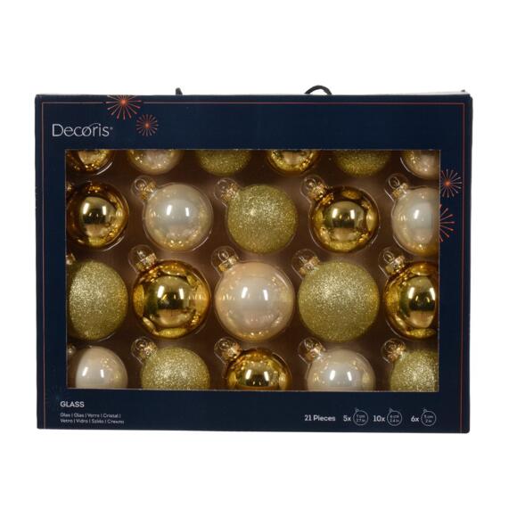 21er Set Weihnachtskugeln (D70 mm) aus Glas Cristal Gold 2