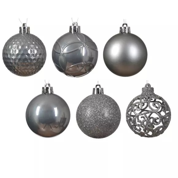 Lot de 37 boules de Noël (D60 mm) Alpine Mix Gris marbre 2