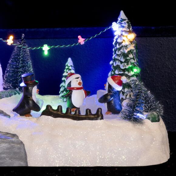 Beleuchtete Weihnachtsdorf-Szene Igloo & Pinguinen 3