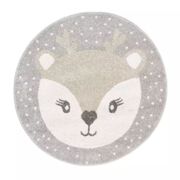 Alfombra redonda Infantil (100 cm) Bambi Gris 2
