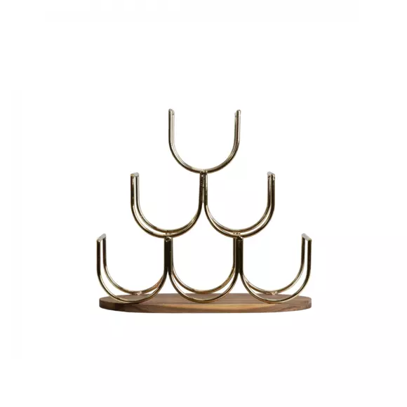 Portabotellas de madera y metal con 6 espacios (H30 cm) Théo Oro 3