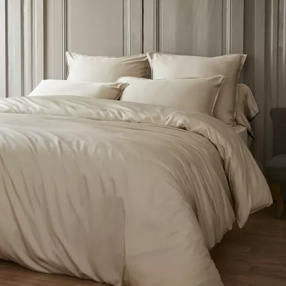 Funda de almohada rectangular en satén de bambú (70 cm) Salomé Beige pampa