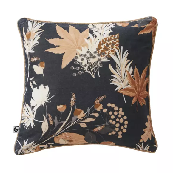 Coussin carré velours de coton (45 cm) Hazel Bleu 2