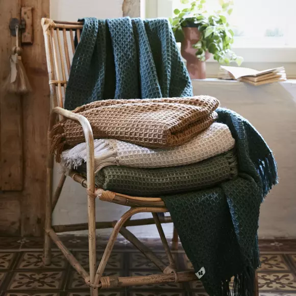 Plaid van gerecycled materiaal (160 cm) Gabin Leigrijs