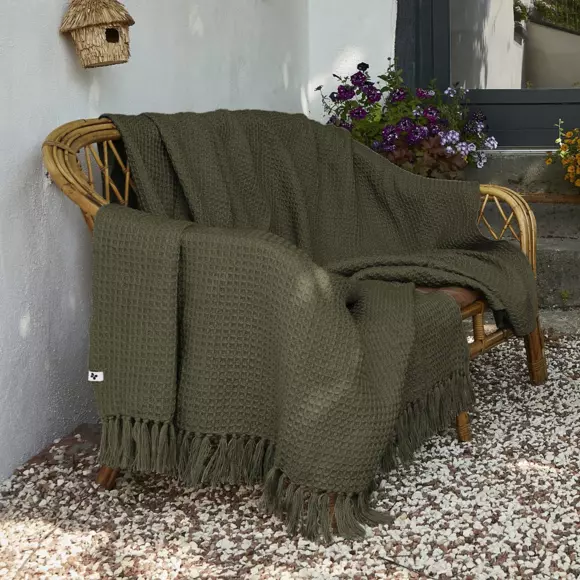 Colcha material reciclado (240 x 260 cm) Gabin Verde tomillo