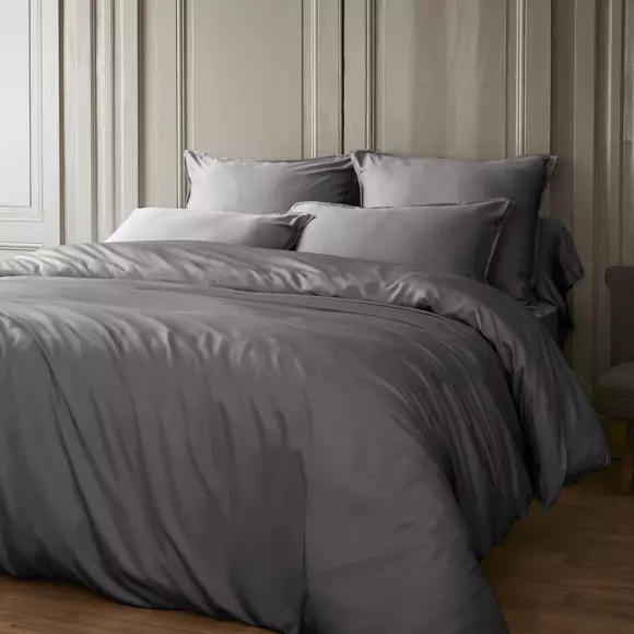 Housse de couette satin de bambou (240 x 220 cm) Salomé Gris granit