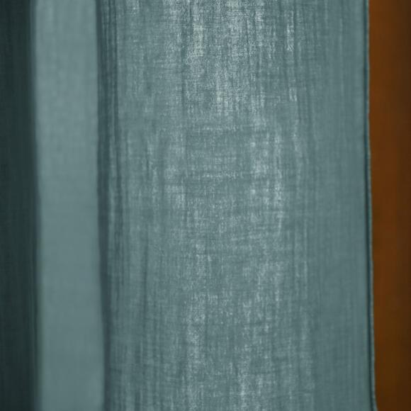 Rideau gaze de coton ajustable (180 x max 300 cm) Gaïa Bleu canard 3