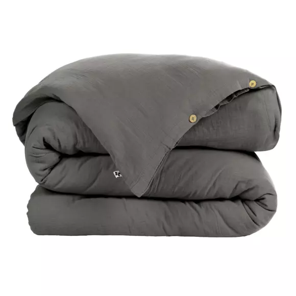 Housse de couette gaze de coton (280 cm) Gaïa Gris granit 2