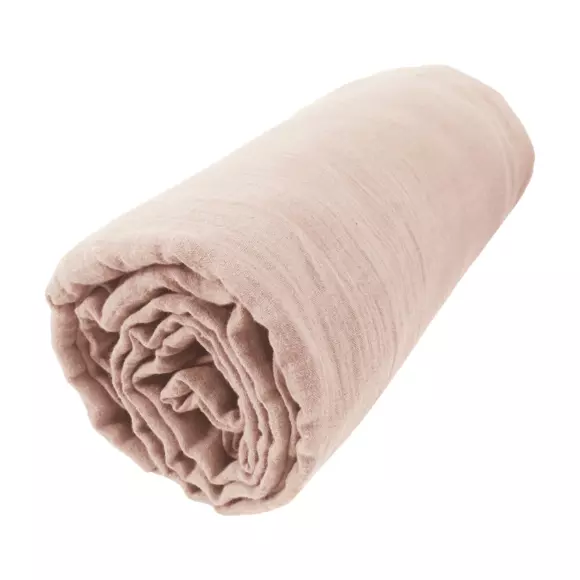 Sábana bajera en gasa de algodón (90 cm) Gaïa Rosa palo 3