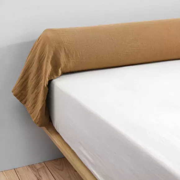 Funda para travesaño gasa de algodón (L185 cm) Gaïa Camel 3