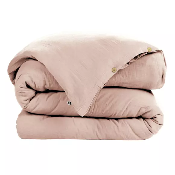 Housse de couette gaze de coton (280 cm) Gaïa Rose poudré 2
