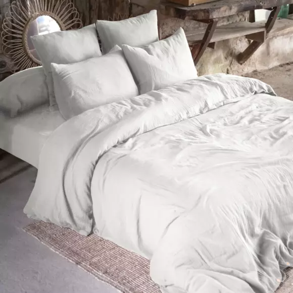 Drap housse gaze de coton (180 cm) Gaïa Gris nuage 3