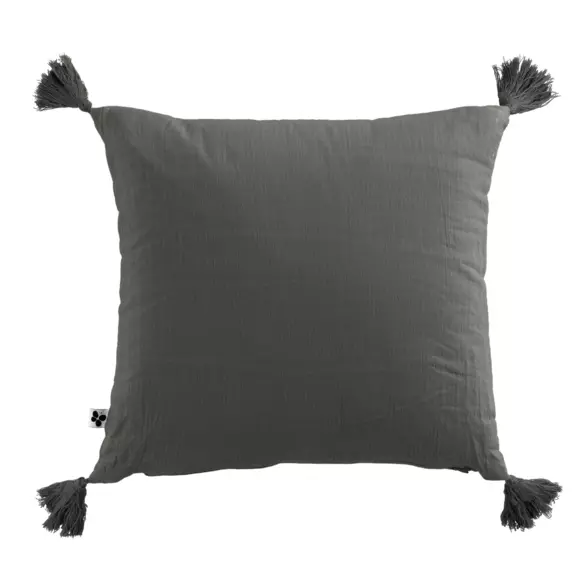 Cuscino quadrato garza di cotone (40 cm) Gaïa Grigio granito 2