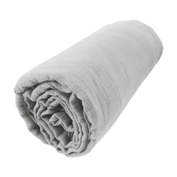 Drap housse gaze de coton (90 cm) Gaïa Gris nuage 3