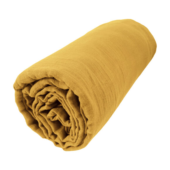 Sábana bajera en gasa de algodón (140 cm) Gaïa Amarillo azafrán 3