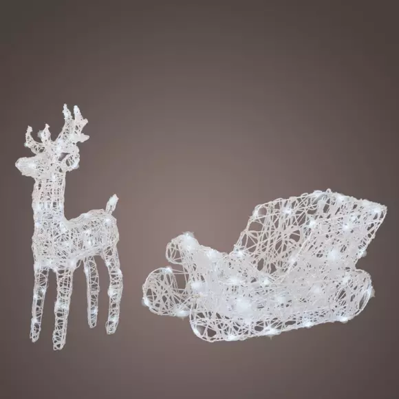 Rennes et traineau lumineux Eclair Blanc froid 100 LED 2
