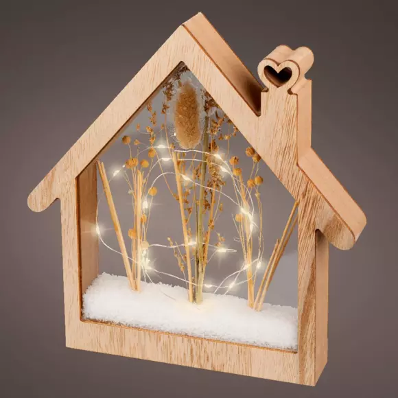 Huis met bloemen (batterijen) verlicht Warm wit 25 LED 2