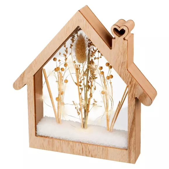 Huis met bloemen (batterijen) verlicht Warm wit 25 LED 3