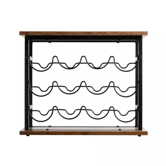 Industrieel flessenrek met 12 vakken (H 40 cm) Auguste Zwart