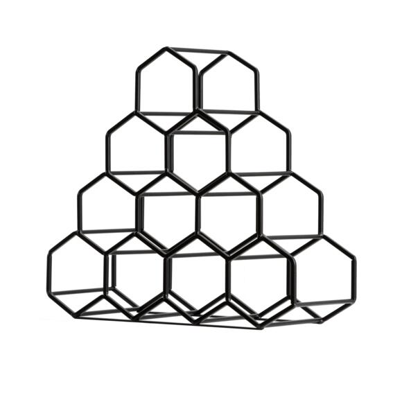 Metalen piramide flessenrek (H 38 cm) Malo Zwart