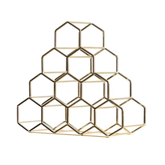 Portabotellas piramidal de metal (H38 cm) Malo Oro 2