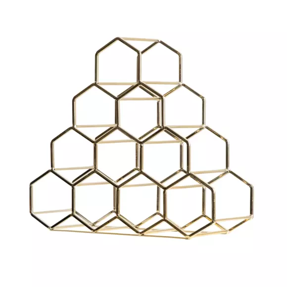 Metalen piramide flessenrek (H 38 cm) Malo Goudkleurig