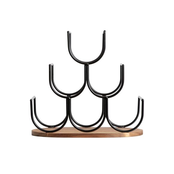 Portabotellas de madera y metal con 6 espacios (H30 cm) Théo Negro