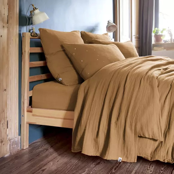 Bettlaken aus Baumwoll-Gaze (270 cm) Gaïa Camel 2