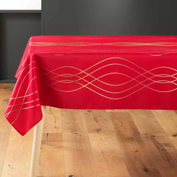 Mantel rectangular (L300 cm) Elona metálico Rojo 3