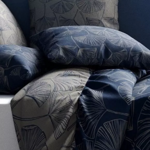 Housse de couette et deux taies coton (200 cm) Edo Bleue