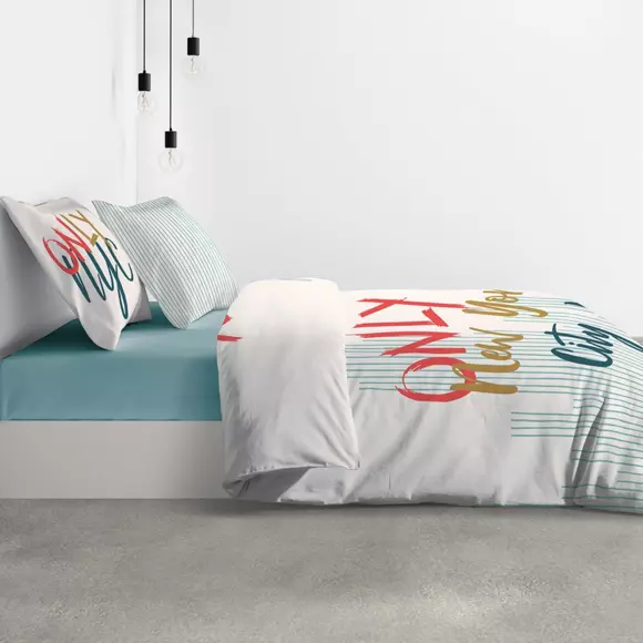 Housse de couette et deux taies coton (240 cm) Only Multicolore