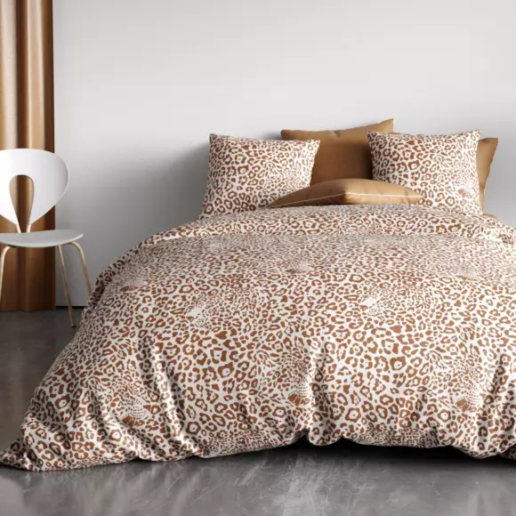 Housse de couette et deux taies coton (260 cm) Jag Marron