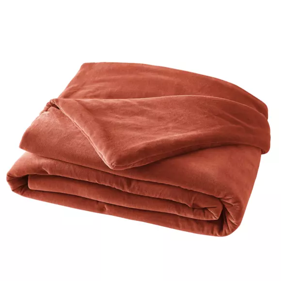 Bedloper katoenfluweel (90 x 200 cm) César Terracotta 2
