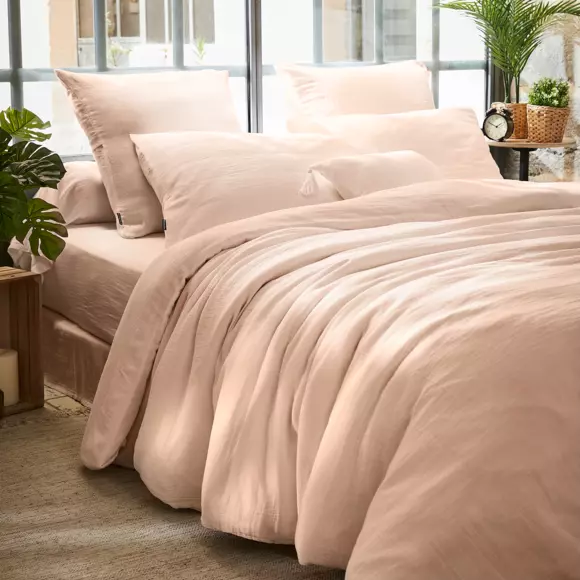 Lenzuolo con angoli garza di cotone (200 cm) Gaïa Rosa cipria