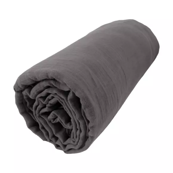 Sábana bajera en gasa de algodón (200 cm) Gaïa Gris granito 