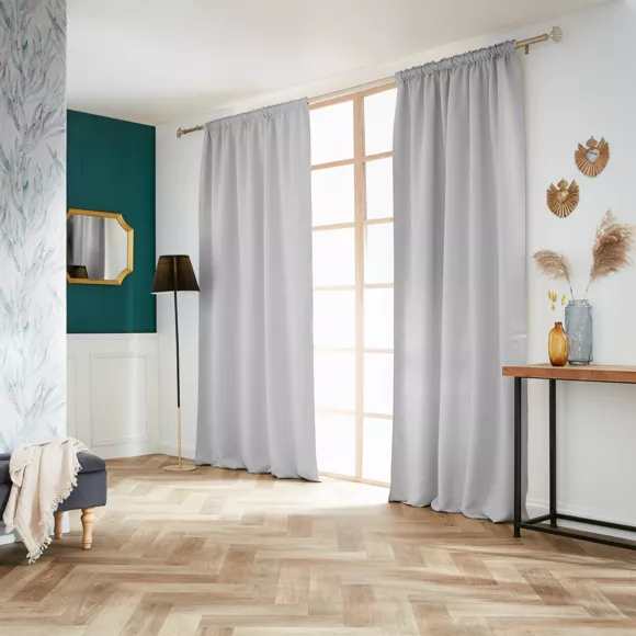 Cortina opaca  con cinta fruncidora (140 x 260 cm) Dark Gris claro