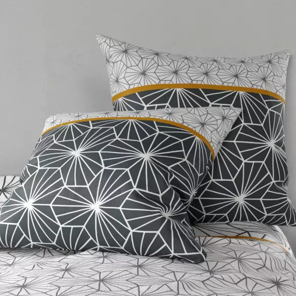 Housse de couette et deux taies coton (240 cm) Mijo Grise