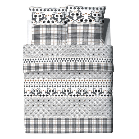 Bettbezug & 2 Kopfkissenbezüge Baumwolle (240 cm) Aflak Grau