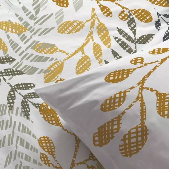 Housse de couette et deux taies coton bio (260 cm) Eloa Jaune