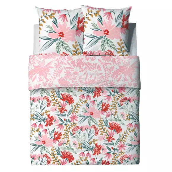 Housse de couette et deux taies coton (240 cm) Marna Rose