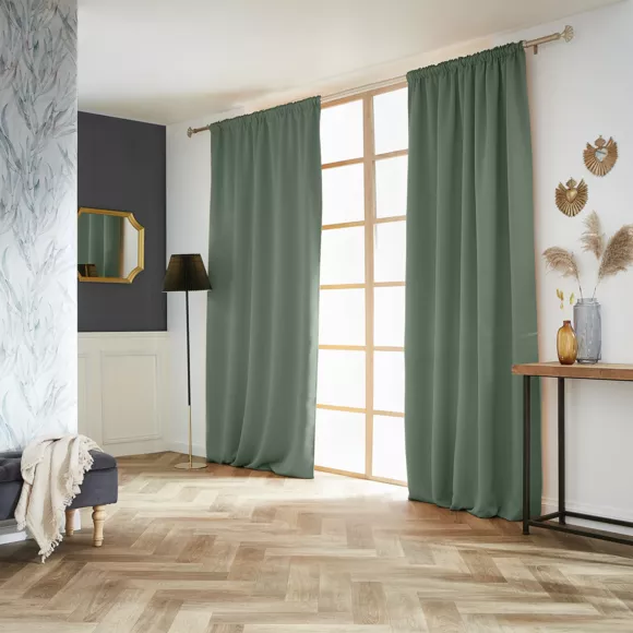 Rideau obscurcissant  galon fronceur (140 x 260 cm) Dark Vert romarin