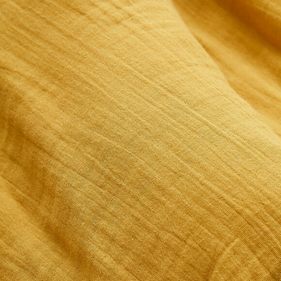 Cortina en gasa de algodón ajustable (140 x max 300 cm) Gaïa Amarillo azafrán