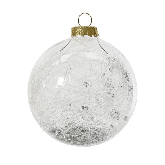 Lot de 3 boules de Noël (D80 mm) en verre Filament  Argent