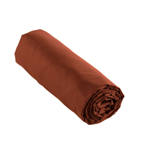 Drap housse percale de coton (200 cm) Cali Terracotta