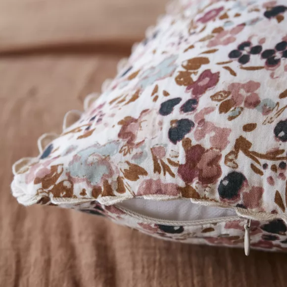 Coussin carré gaze de coton (40 cm) Constance Beige pampa