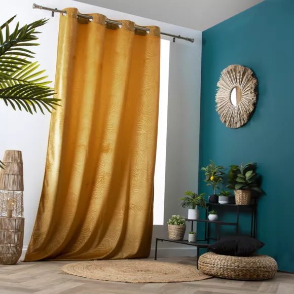 Cortina opaca terciopelo (140 x 280 cm) Fern Amarillo ocre