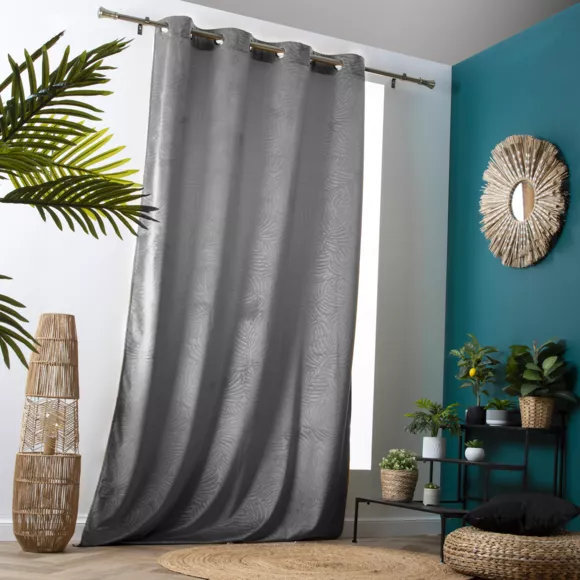 Rideau occultant velours (140 x 240 cm) Fern Gris anthracite